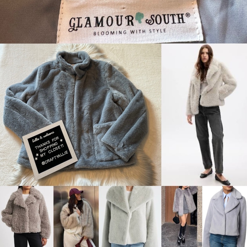 Glamour South Gray Faux Fur Oversized Teddy Jacket | Women’s S / M